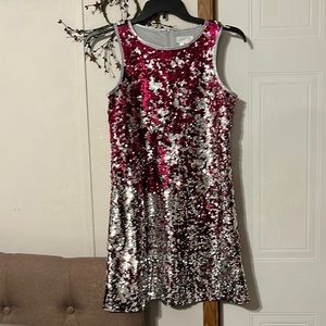Lavender dress metallic fully lined deep pink and silver sequins beautiful